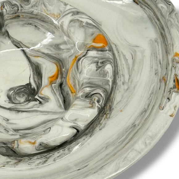 Vintage MCM Marbled Ashtray Holland Mold Gray Orange Signed Artist - Picture 2 of 6